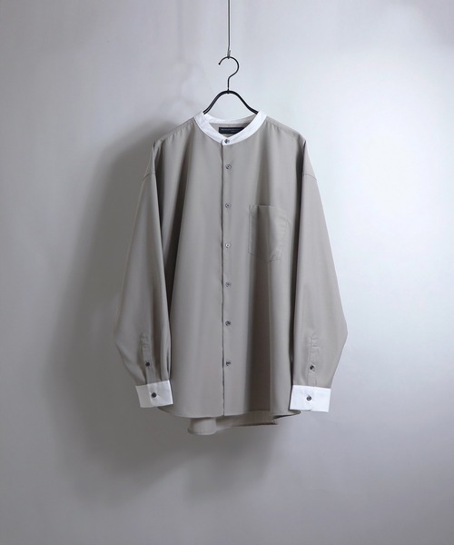 Confirm(コンファーム)の「Confirm / コンファーム TRクレリックLSビッグバンドカラーシャツ(シャツ/ブラウス・メンズ・ホワイト/ブラック/ブラウン/グレー/サックスブルー/ピンク/アイボリー・FREE)」の2枚目の写真