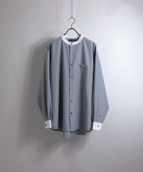 Confirm(コンファーム)の「Confirm / コンファーム TRクレリックLSビッグバンドカラーシャツ(シャツ/ブラウス・メンズ・ホワイト/ブラック/ブラウン/グレー/サックスブルー/ピンク/アイボリー・FREE)」の9枚目の写真