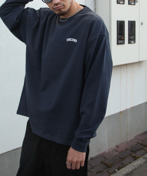 UNCORD(アンコード)の「【UNCORD】ワンポイントプリントBIGロンT/ロングスリーブ長袖Tシャツ(Tシャツ/カットソー・メンズ・ホワイト/ブラック/ネイビー/カーキ/オートミール/ホワイト系/ブラック系/アイボリー系/カーキ系/ネイビー系・MEDIUM/LARGE/X-LARGE)」の9枚目の写真