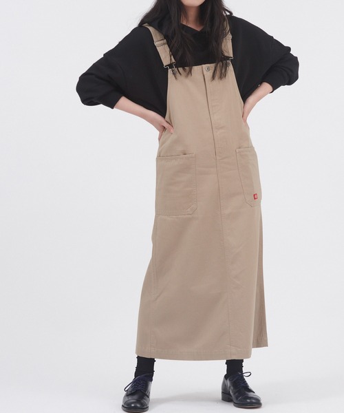 Dickies（ディッキーズ）の「Dickies/ディッキーズ ツイルジャンスカワンピース（ジャンパースカート・レディース・ブラック/ベージュ/グレー/カーキ・M）」の3枚目の写真