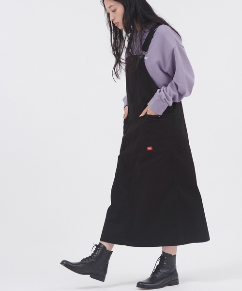 Dickies（ディッキーズ）の「Dickies/ディッキーズ ツイルジャンスカワンピース（ジャンパースカート・レディース・ブラック/ベージュ/グレー/カーキ・M）」の2枚目の写真