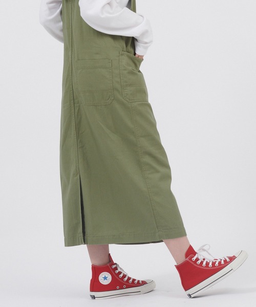 Dickies（ディッキーズ）の「Dickies/ディッキーズ ツイルジャンスカワンピース（ジャンパースカート・レディース・ブラック/ベージュ/グレー/カーキ・M）」の9枚目の写真