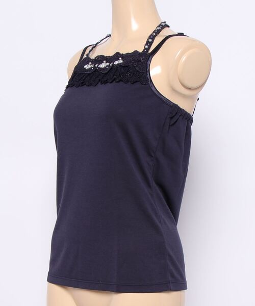 axes femme（アクシーズファム）の「ストラップビジューキャミ（キャミソール・レディース・パープル/キナリ/ネイビー・MEDIUM）」の4枚目の写真