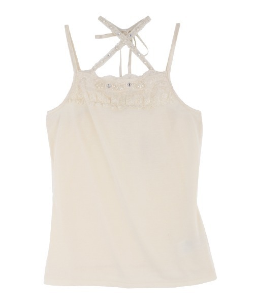 axes femme（アクシーズファム）の「ストラップビジューキャミ（キャミソール・レディース・パープル/キナリ/ネイビー・MEDIUM）」の2枚目の写真