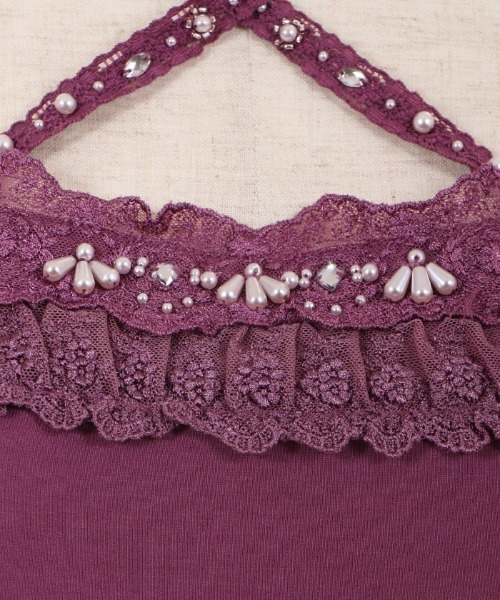 axes femme（アクシーズファム）の「ストラップビジューキャミ（キャミソール・レディース・パープル/キナリ/ネイビー・MEDIUM）」の19枚目の写真