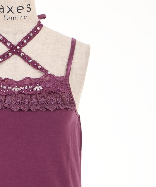axes femme（アクシーズファム）の「ストラップビジューキャミ（キャミソール・レディース・パープル/キナリ/ネイビー・MEDIUM）」の16枚目の写真