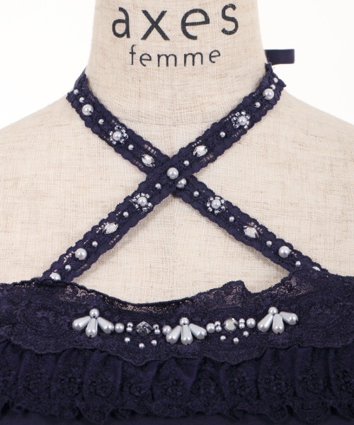 axes femme（アクシーズファム）の「ストラップビジューキャミ（キャミソール・レディース・パープル/キナリ/ネイビー・MEDIUM）」の10枚目の写真