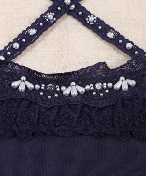 axes femme（アクシーズファム）の「ストラップビジューキャミ（キャミソール・レディース・パープル/キナリ/ネイビー・MEDIUM）」の9枚目の写真