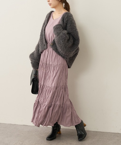 natural couture（ナチュラルクチュール）の「【WEB限定カラー有り】前後2WAYカシュクールティアードワンピース（ワンピース・レディース・ピンクベージュ/ブラック/その他3/その他2/グリーン/その他1・FREE）」の4枚目の写真