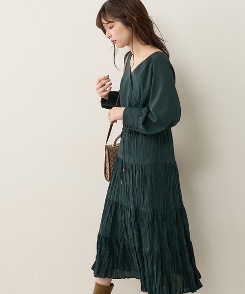 natural couture（ナチュラルクチュール）の「【WEB限定カラー有り】前後2WAYカシュクールティアードワンピース（ワンピース・レディース・ピンクベージュ/ブラック/その他3/その他2/グリーン/その他1・FREE）」の7枚目の写真