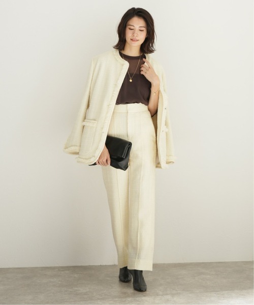 ヴェルメイユパーイエナ　ツイードジャケット　ノーカラージャケット　リネン　ウール VERMEIL par iena（ヴェルメイユパーイエナ）の「ITALY fabric