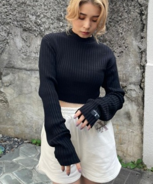 FIG&VIPER（フィグアンドバイパー）の「クロップドリブニットTOP（ニット/セーター・レディース・ホワイト/ブラック/グレー/ブルー・FREE）」の3枚目の写真