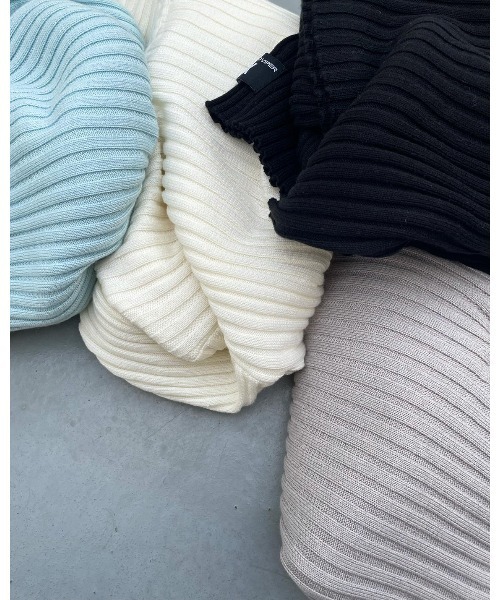 FIG&VIPER（フィグアンドバイパー）の「クロップドリブニットTOP（ニット/セーター・レディース・ホワイト/ブラック/グレー/ブルー・FREE）」の14枚目の写真