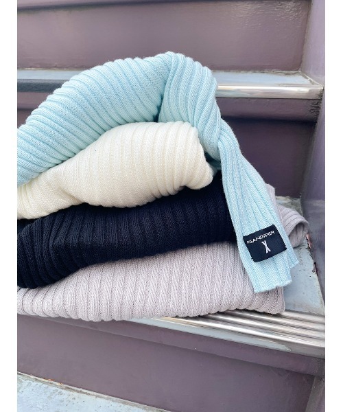 FIG&VIPER（フィグアンドバイパー）の「クロップドリブニットTOP（ニット/セーター・レディース・ホワイト/ブラック/グレー/ブルー・FREE）」の21枚目の写真