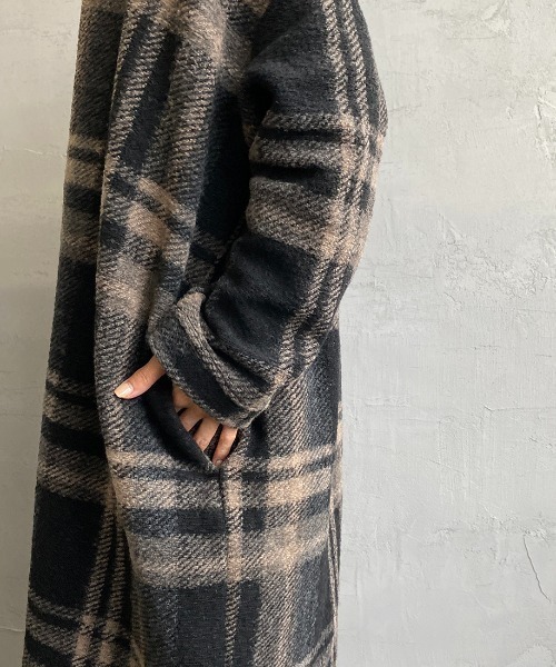 JEANS FACTORY Clothes（ジーンズファクトリークローズ）の「[Jeans Factory Clothes/ジーンズファクトリークローズ] イタリアンエアリーチェック ロングガウンコート（その他アウター・レディース・ベージュ/グレー/ブラック・F）」の5枚目の写真
