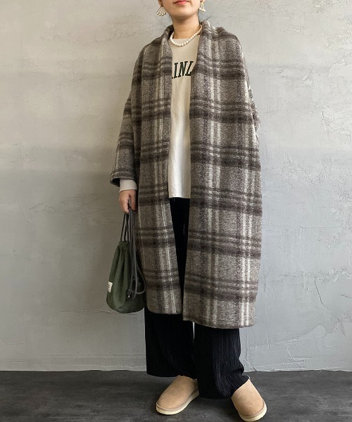 JEANS FACTORY Clothes（ジーンズファクトリークローズ）の「[Jeans Factory Clothes/ジーンズファクトリークローズ] イタリアンエアリーチェック ロングガウンコート（その他アウター・レディース・ベージュ/グレー/ブラック・F）」の20枚目の写真