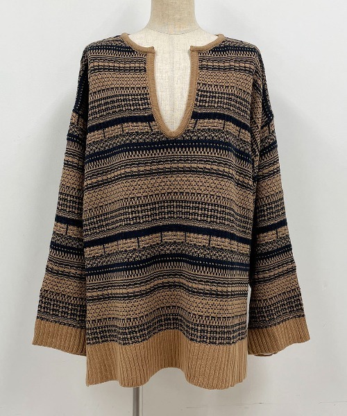 PICCIN（ピッチン）の「【WEB限定】ジャガードボーダーニット（ニット/セーター・レディース・ブラウン/ブラック・L/M）」の5枚目の写真