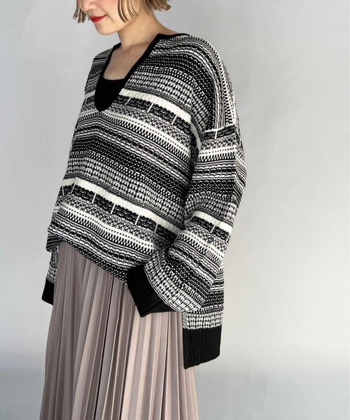 PICCIN（ピッチン）の「【WEB限定】ジャガードボーダーニット（ニット/セーター・レディース・ブラウン/ブラック・L/M）」の18枚目の写真