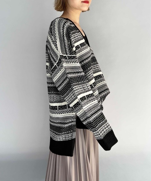 PICCIN（ピッチン）の「【WEB限定】ジャガードボーダーニット（ニット/セーター・レディース・ブラウン/ブラック・L/M）」の15枚目の写真