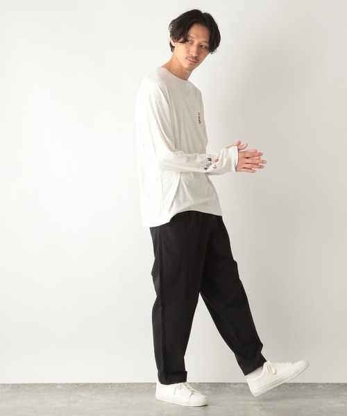 GLOBAL WORK（グローバルワーク）の「LOGOS＊GW　ワイドパンツ/227966（チノパンツ・メンズ・ホワイト/ネイビー・MEDIUM/LARGE/SMALL）」の10枚目の写真