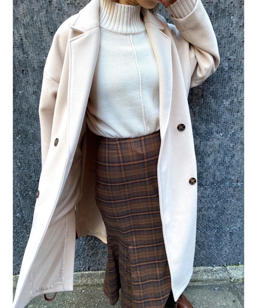 MLI'A（エムリア）の「サイドスリットオーバーサイズコート（その他アウター・レディース・ブラック/ブラウン/アイボリー/杢グレー/イエロー×グリーン・M）」の11枚目の写真