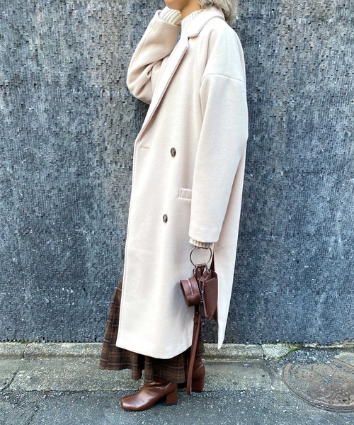 MLI'A（エムリア）の「サイドスリットオーバーサイズコート（その他アウター・レディース・ブラック/ブラウン/アイボリー/杢グレー/イエロー×グリーン・M）」の13枚目の写真