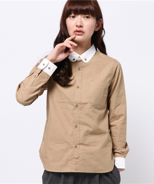 BEAMS BOY（ビームスボーイ）の「BEAMS BOY / ラウンド クレリック ロングスリーブ（シャツ/ブラウス・レディース・ベージュ/レッド/ブルー系その他・ONE SIZE）」の2枚目の写真