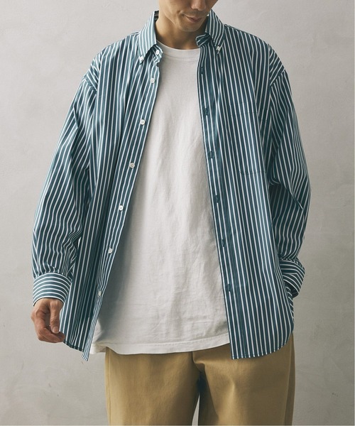 JOURNAL STANDARD relume(ジャーナルスタンダード レリューム)の「【relume SPORTS WEAR】ボタンダウン ストライプシャツ(シャツ/ブラウス・メンズ・ホワイト/レッド/ブルー/グリーン/グリーン系その他・MEDIUM/LARGE)」の6枚目の写真