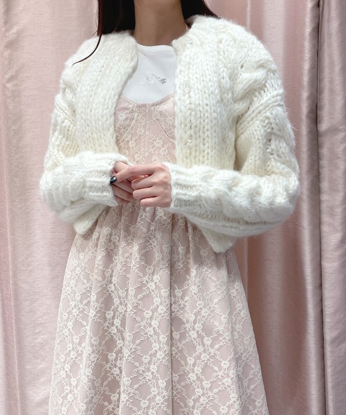 lilLilly(リルリリー)の「ハンドニットカーディガン(ニット/セーター・レディース・ホワイト/ブラック/ブルー/オレンジ・FREE)」の15枚目の写真