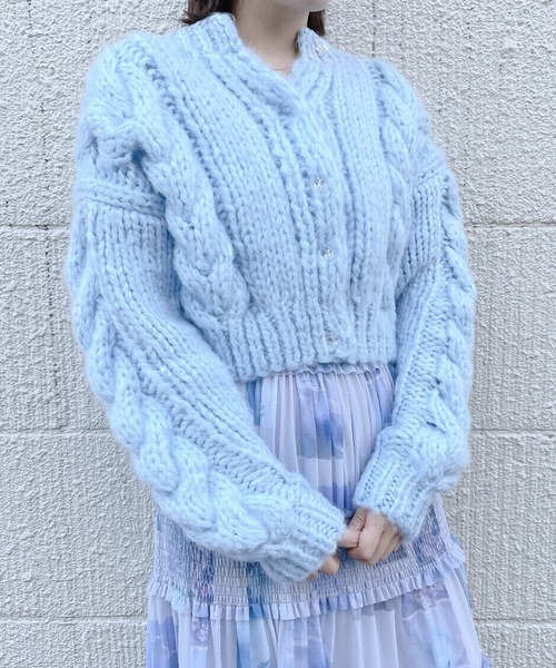 lilLilly(リルリリー)の「ハンドニットカーディガン(ニット/セーター・レディース・ホワイト/ブラック/ブルー/オレンジ・FREE)」の10枚目の写真