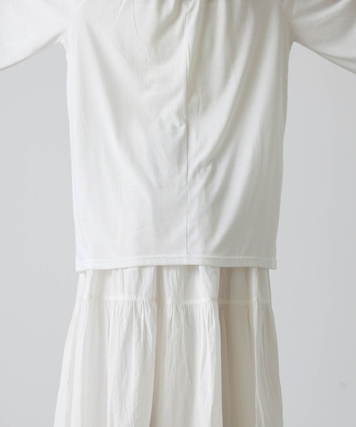 forksy.（フォルクシー）の「【forksy.】【2点セット】ニットベスト付きボリュームスリーブロングTシャツ（ベスト・レディース・ベージュ/ネイビー/オレンジ/ケリーグリーン・FREE）」の9枚目の写真