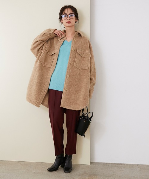 ROPE'(ロペ)の「【秋にも使える】【シリーズ】クーマラムホールガーメントVネックプルオーバー(ニット/セーター・レディース・チャコールグレー/ターコイズブルー/キナリ/イエロー系その他2・38)」の7枚目の写真