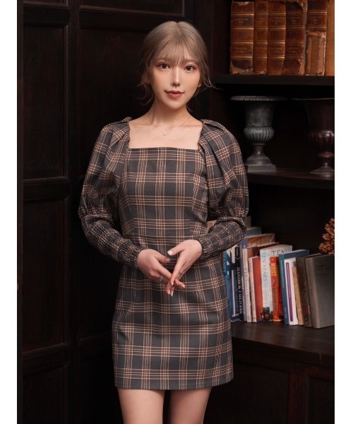 アウトレット 激安通販 パフスリーブチェックミニワンピース ワンピース Darich ダーリッチ のファッション 限 定 販 売 Arenatheatre Net