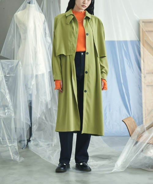 VACANCY（ヴァカンシー）の「マルチウェイレイヤードスタンドネックトレンチコート（トレンチコート・レディース・ブラック/ベージュ/グリーン・FREE）」の13枚目の写真