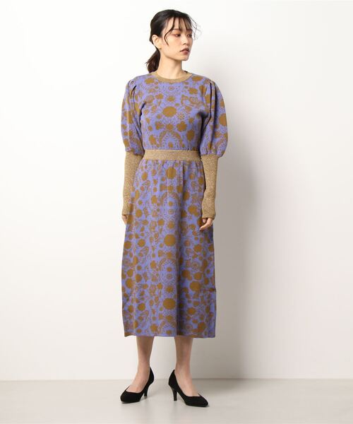 moyan ecri(モヤン エクリ)の「<moyan ecri>パワーショルダーフラワージャガードワンピース(ワンピース・レディース・オレンジ/オリーブ系・FREE)」の9枚目の写真