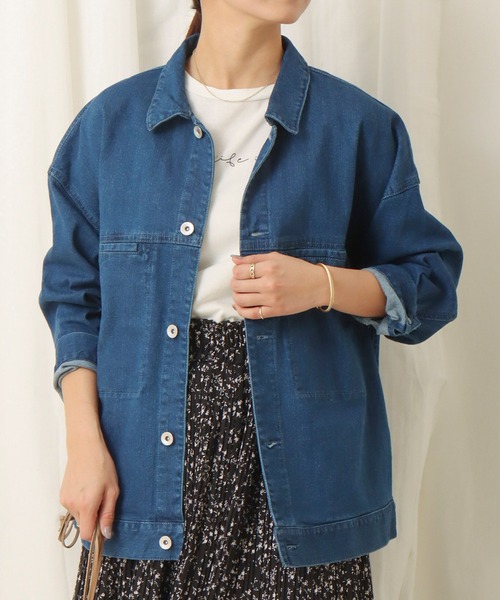 libelle more（リベル モア）の「ストレッチデニム　衿付きジャケット（デニムジャケット・レディース・サックスブルー/インディゴブルー/ブルー・M/L）」の3枚目の写真