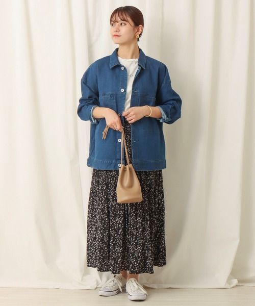 libelle more（リベル モア）の「ストレッチデニム　衿付きジャケット（デニムジャケット・レディース・サックスブルー/インディゴブルー/ブルー・M/L）」の5枚目の写真