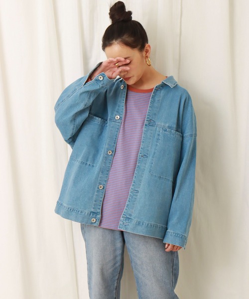 libelle more（リベル モア）の「ストレッチデニム　衿付きジャケット（デニムジャケット・レディース・サックスブルー/インディゴブルー/ブルー・M/L）」の19枚目の写真