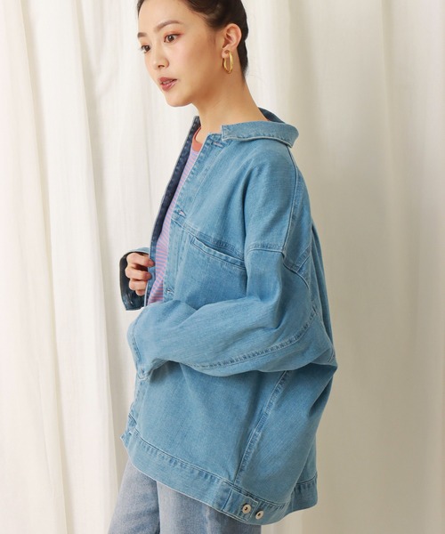 libelle more（リベル モア）の「ストレッチデニム　衿付きジャケット（デニムジャケット・レディース・サックスブルー/インディゴブルー/ブルー・M/L）」の18枚目の写真