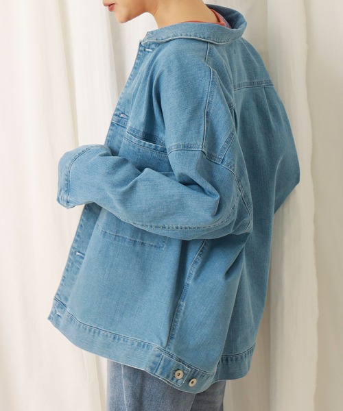 libelle more（リベル モア）の「ストレッチデニム　衿付きジャケット（デニムジャケット・レディース・サックスブルー/インディゴブルー/ブルー・M/L）」の17枚目の写真