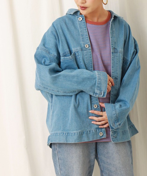 libelle more（リベル モア）の「ストレッチデニム　衿付きジャケット（デニムジャケット・レディース・サックスブルー/インディゴブルー/ブルー・M/L）」の13枚目の写真
