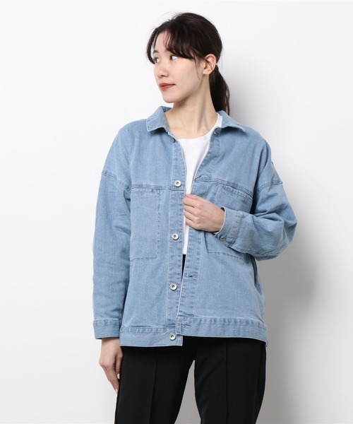 libelle more（リベル モア）の「ストレッチデニム　衿付きジャケット（デニムジャケット・レディース・サックスブルー/インディゴブルー/ブルー・M/L）」の12枚目の写真