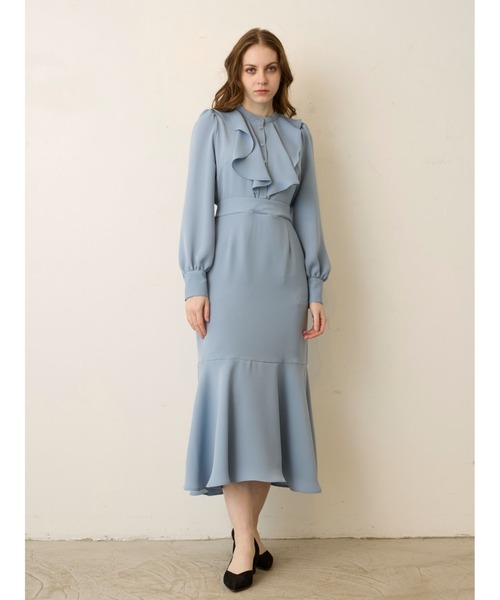 TONALトーナル ペプラムマーメイドワンピース モカ TONAL（トーナル）の「ドットシフォンマーメイドワンピース