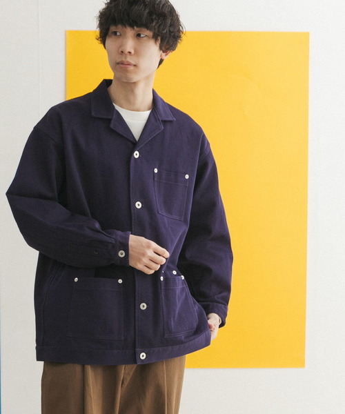 FORK&SPOON（フォークアンドスプーン）の「FORK&SPOON　オープンカラーツイルブルゾン（その他アウター・メンズ・ブラック/ブルー系その他・4/5）」の2枚目の写真