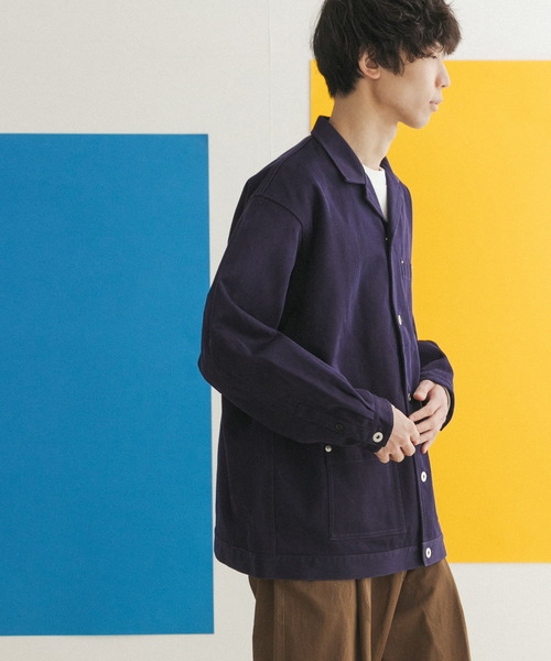 FORK&SPOON（フォークアンドスプーン）の「FORK&SPOON　オープンカラーツイルブルゾン（その他アウター・メンズ・ブラック/ブルー系その他・4/5）」の7枚目の写真