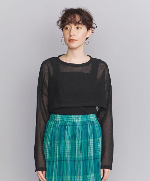 BEAUTY&YOUTH UNITED ARROWS（ビューティーアンドユースユナイテッドアローズ）の「BY ラッセル ショートロングスリーブTシャツ（Tシャツ/カットソー・レディース・オフホワイト/コバルトブルー/ブラック・FREE）」の4枚目の写真