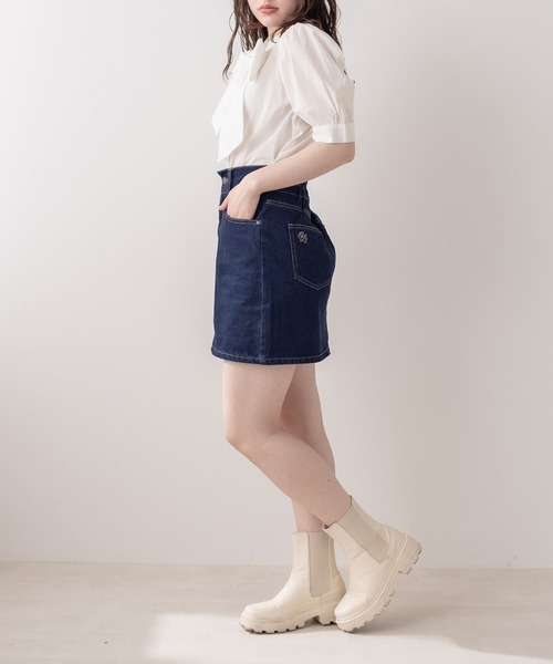 OLIVE des OLIVE（オリーブデオリーブ）の「半袖ボウタイブラウス（シャツ/ブラウス・レディース・ホワイト/ネイビー/オフホワイト・FREE）」の12枚目の写真