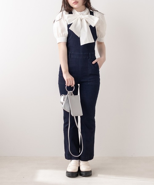 OLIVE des OLIVE（オリーブデオリーブ）の「半袖ボウタイブラウス（シャツ/ブラウス・レディース・ホワイト/ネイビー/オフホワイト・FREE）」の16枚目の写真