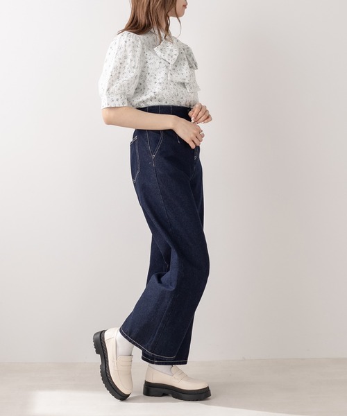 OLIVE des OLIVE（オリーブデオリーブ）の「半袖ボウタイブラウス（シャツ/ブラウス・レディース・ホワイト/ネイビー/オフホワイト・FREE）」の9枚目の写真