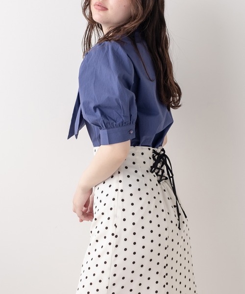 OLIVE des OLIVE（オリーブデオリーブ）の「半袖ボウタイブラウス（シャツ/ブラウス・レディース・ホワイト/ネイビー/オフホワイト・FREE）」の14枚目の写真